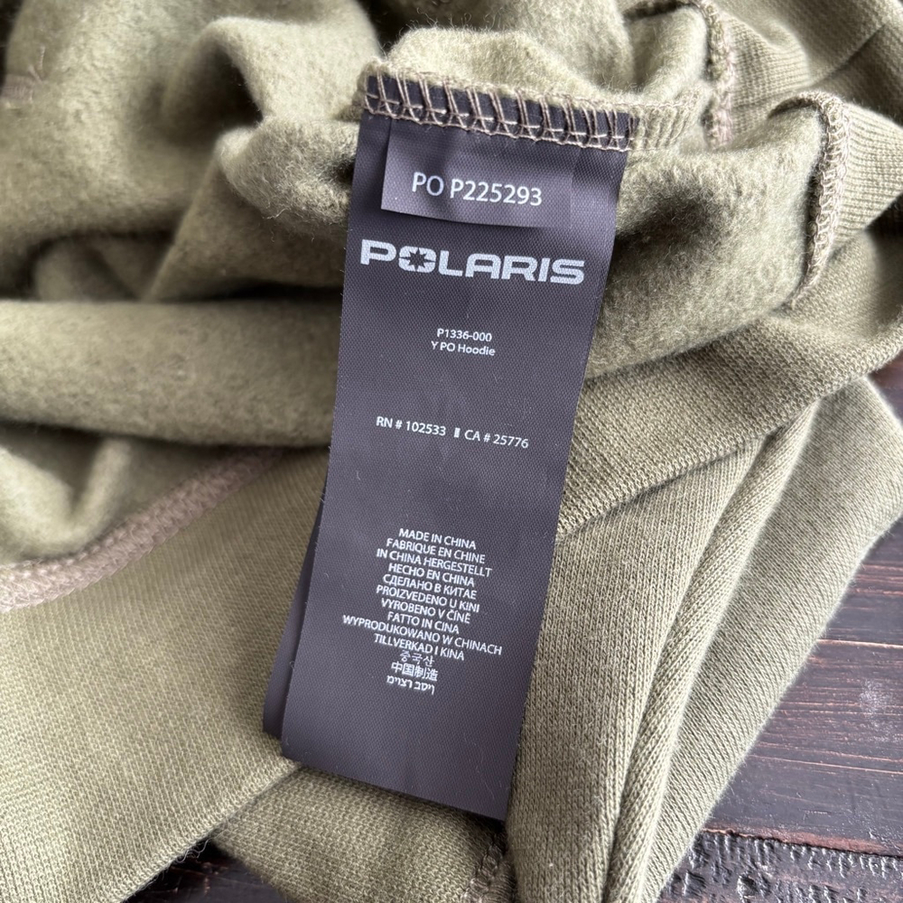 Polaris RZR Hoodie ATV UTV Logo Pullover Olive Green Sweatshirt Youth Small NWT - Picture 9 of 11